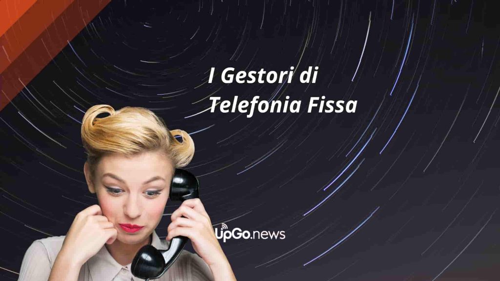 Gestori di telefonia fissa. Donna con cornetta